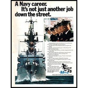 1975 US Navy Recruiter Recruiting Vintage Print Ad Destroyer Ship Wall Art Photo